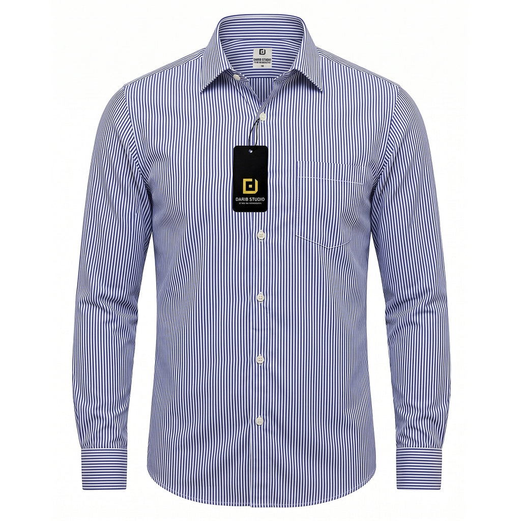 Blue Dark Nerrow line Casual Shirt 502