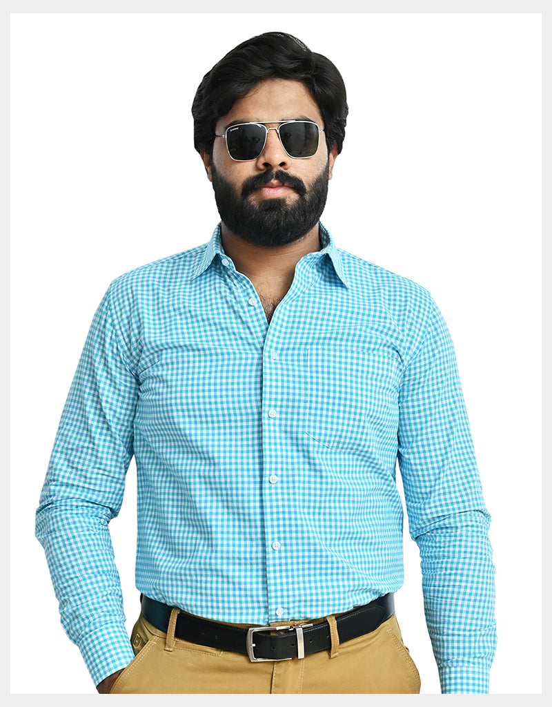 Blue light Wide Line Casual Shirt 510