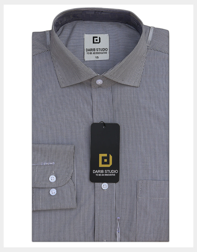 Grey narrow Striped Casual Shirt 517